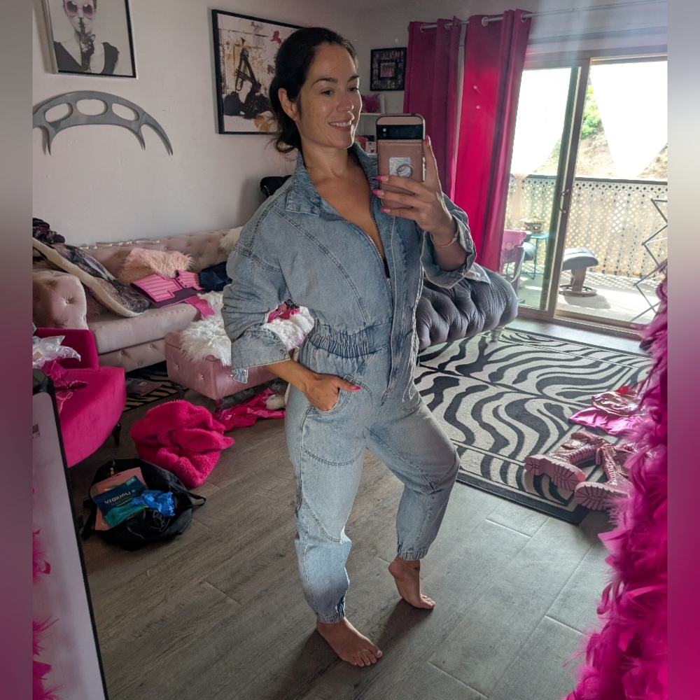 Forever 21 Blue Denim Jumpsuit Large